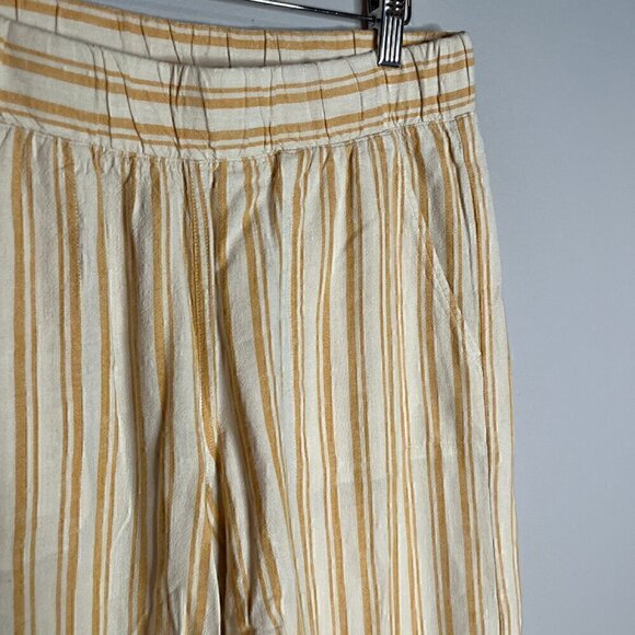 Anthropologie Cloth & Stone striped linen blend pull on crops - Picture 2 of 5